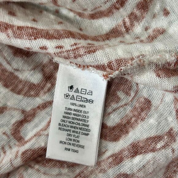 C&C California Blouse Top Womens 3X Brown White Linen 3/4 Sleeve V-Neck Coastal - Picture 9 of 12